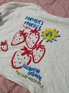 White Graphic Print Crop top