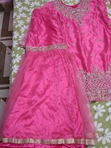 Pink Embroidered Sharara Suit