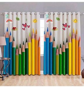 Polyresin Pencil Printed Door Curtain, 7 Feet