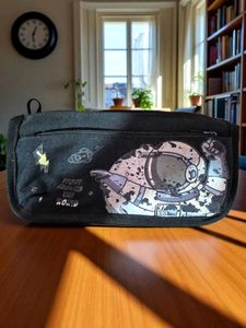 Trendy Black Pouch With Graphic Print