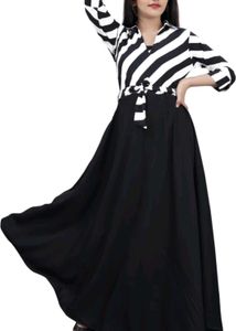 Black &amp; White Striped Maxi Dress