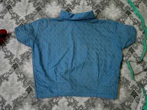 Blue Collar Crop Top