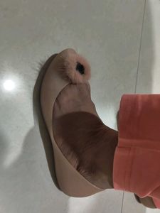 Pink Jelly Flats with Pom-Pom Detail