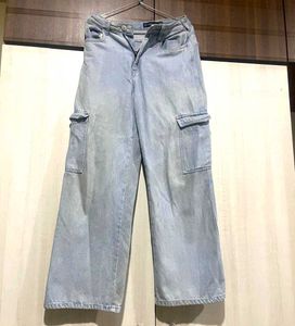 Light Wash Wide Leg Cargo Jeans