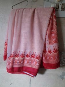 Elegant White &amp; Red Saree