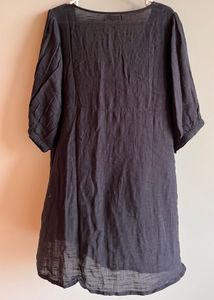 Black Linen Tunic Top