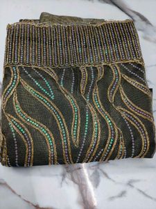 Elegant Gray &amp; Gold Embellished Salwar Kameez