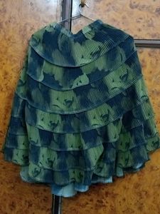 Olive Green And Black Pleated Skirt
