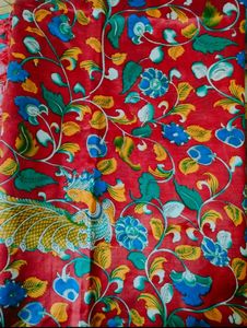 Red Floral Kalamkari Saree