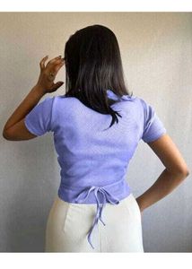 Lilac Ribbed Wrap Top