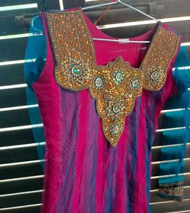 Flock Party Wear Kurta With Dupatta