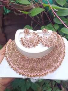 rosegold diamond necklace set