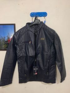 Stylish Navy Blue Leather Jacket