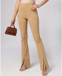 New With Tag Beige Stylish Split Hem Trousers