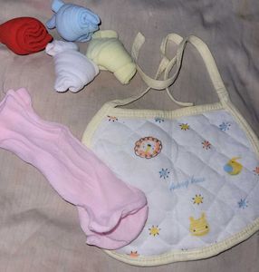 Colour Full Sockes And Baby Bib 🩷️