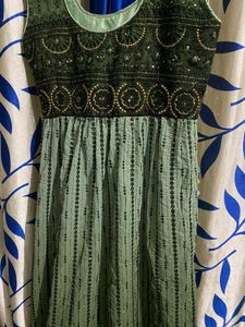 Olive Green Embellished Dress