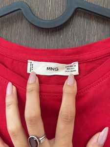 Mango Red Tie-Front Crop Top