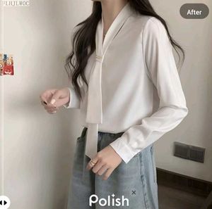 New With Tag Korean Bow White Premium Shirt