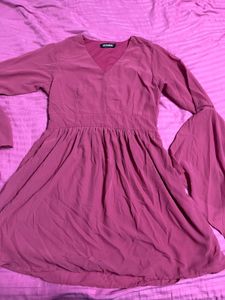 Dusty Pink Bell Sleeve Dress