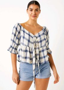 Plaid Off-Shoulder Top