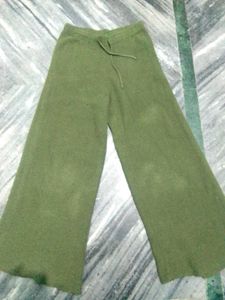 Olive Green Knit Palazzo Pants