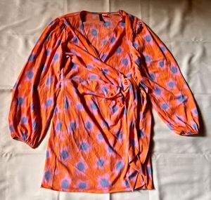 H&M Orange Floral Wrap Dress