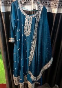 Teal Embroidered Salwar Kameez