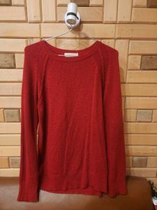 Red Knit Pullover Sweater