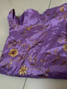 Purple Embroidered Dress Material