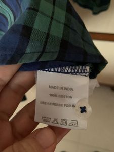 BARE DENIM Blue Checked Cotton Shirt