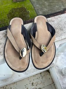Zara Flip Flops with Gold Detail