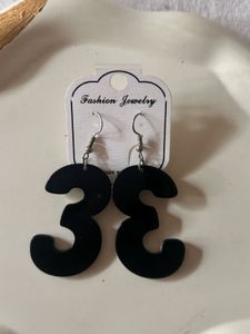 Black Number Earrings