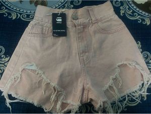 G-Star Raw Distressed Pink Denim Shorts
