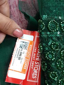 Elegant Green Embellished Fabric