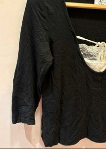 vintage Black Lace Trim Top