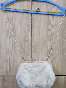 Fuzzy White Crossbody Bag