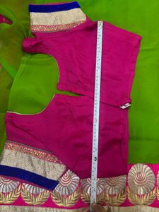 Elegant Pink &amp; Green Saree
