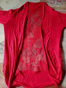 Red Crochet Cardigan