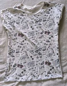 Printed White Tee