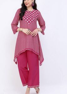Pink Printed Kurta Pant Set