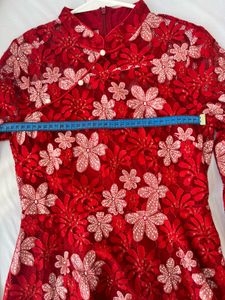 Red Floral Lace Dress
