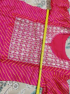 Excellent Festive Deep Rani gota Patti Kurta