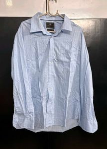 M&amp;S Tailored Fit Light Blue Checkered Shirt