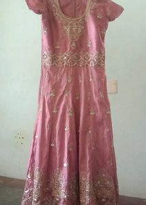 Elegant Pink & Gold Ethnic Gown