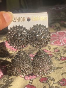Oxidized Jhumka Earrings