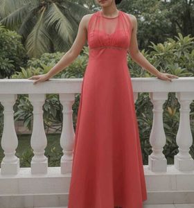 Elegant Coral Maxi Dress