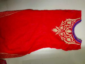 Partywear Red Kurta With Inner