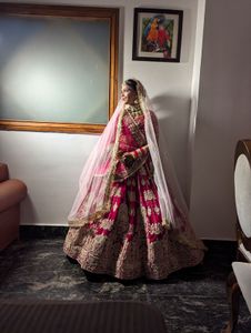 Stunning magenta &amp; rose Gold Bridal Lehenga