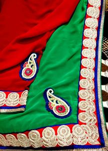 Double Colour Beutiful Looking Saree With Blouse
