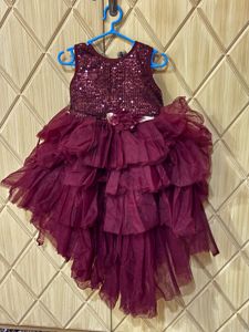Maroon Party Dress tail cut